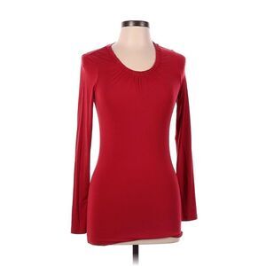 ✨Banana Republic Red Long Sleeve Scoop Neck Rouched Collar Shirt✨